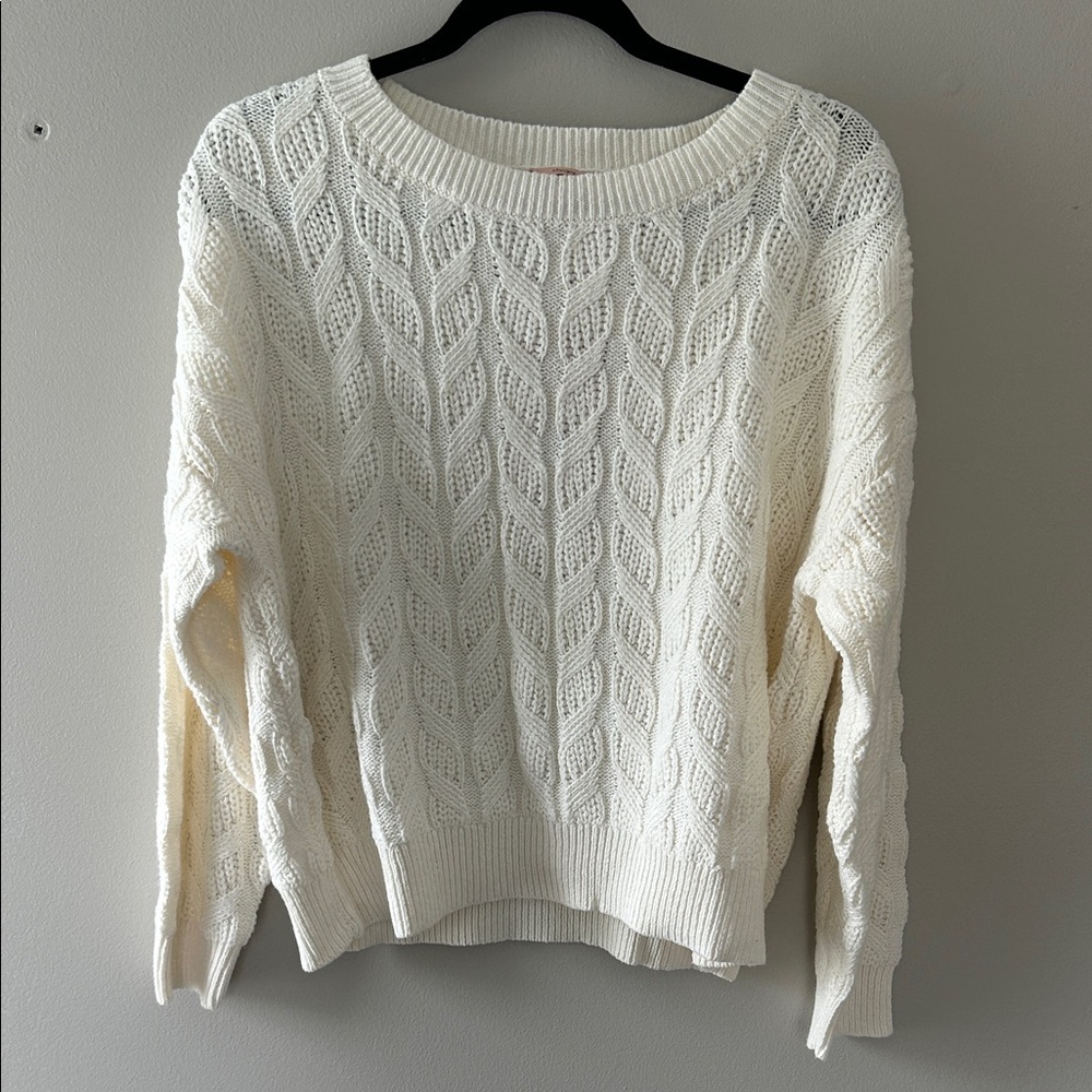 Eberjey Cream Cable Knit Sweater, NWT, size S